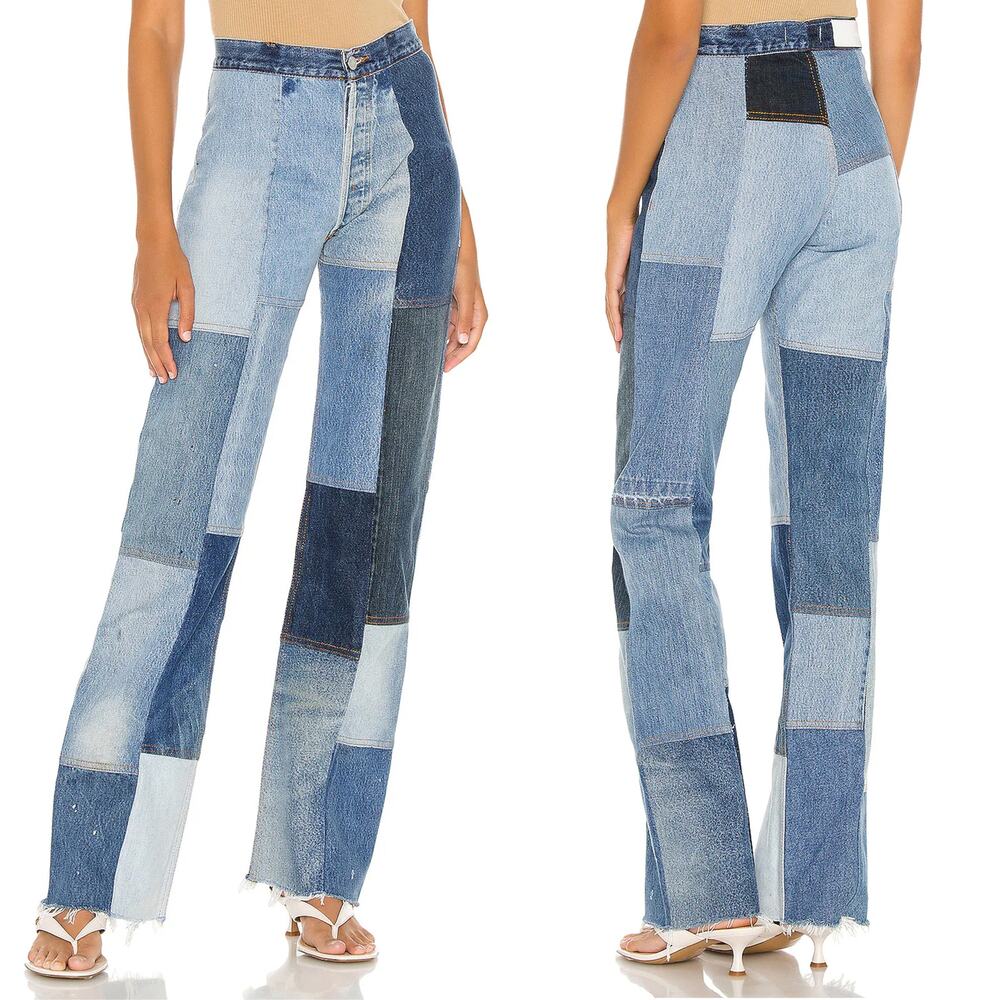 RE/DONE Levi’s Amina Patchwork Jeans Women’s Size 25 High Rise Raw Reconstructed